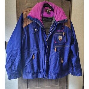 Vintage Nevica Ski Jacket Mens Size 40 Blue/ Purple Liner Thermulated Hooded